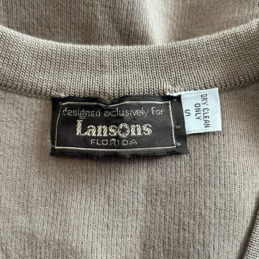 VTG 80s Lansons Of Florida Tan 100% Zephyr Wool Ultra Suede Sweater‎ Top Size S